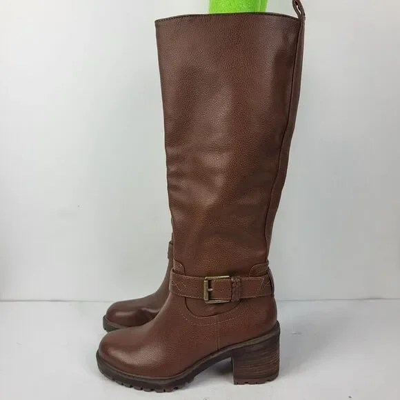 ZODIAC Georgia Round Toe Block Heel Zip-Up Riding Boot 6 M